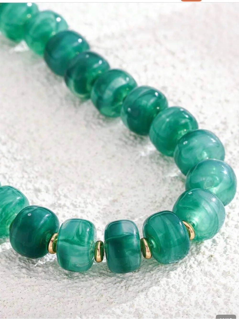 NWT Emerald Green Chunky Bead Necklace with Gold Accents